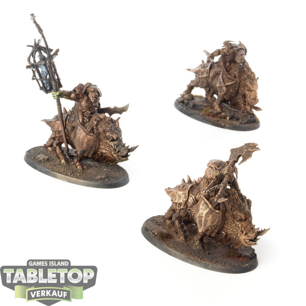 Orruk Warclans - 3 x Gore-gruntas - teilweise bemalt