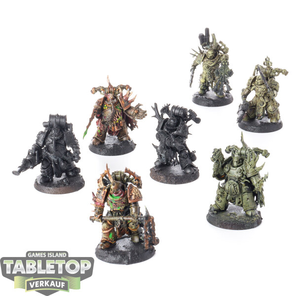 Death Guard - 7 Plague Marines - teilweise bemalt