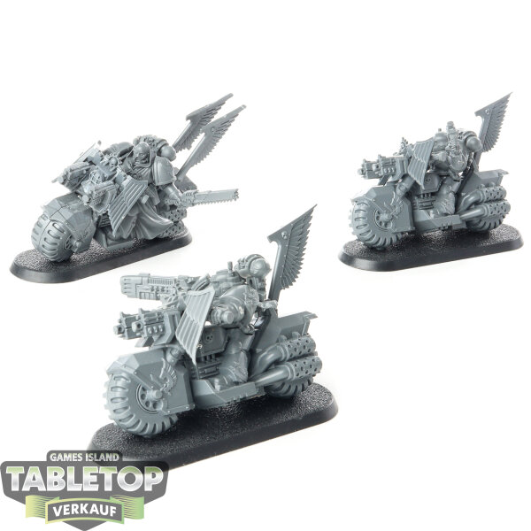 Dark Angels - 3x Ravenwing Bike Squadron - bemalt