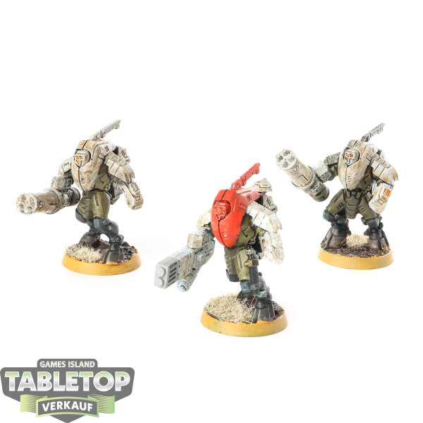 Tau Empire - 3 x Stealth Battlesuits - teilweise bemalt