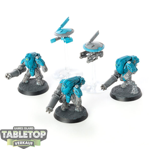Tau Empire - 5 Stealth Battlesuits - teilweise bemalt
