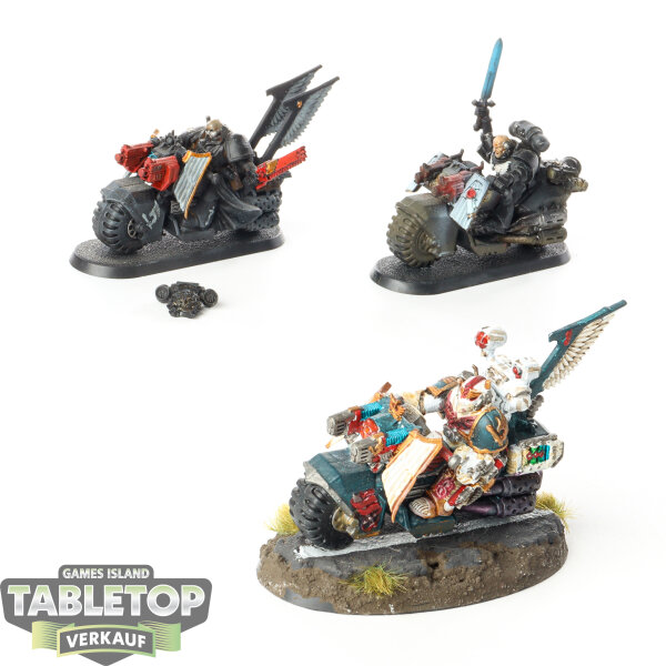 Dark Angels - 3 x Ravenwing Biker (Classic) - bemalt