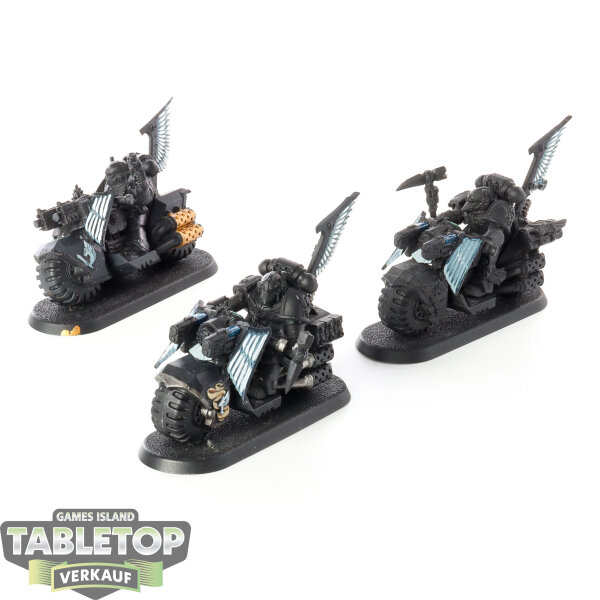 Dark Angels - 3 Ravenwing Black Knights - teilweise bemalt