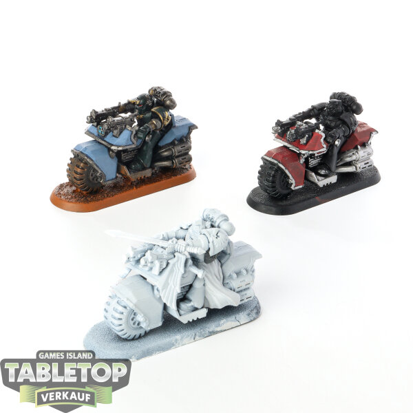 Dark Angels - 3 Ravenwing Bike Squadron - teilweise bemalt