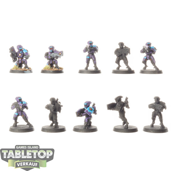 Tau Empire - 10 Fire Warriors Breacher Team - teilweise bemalt