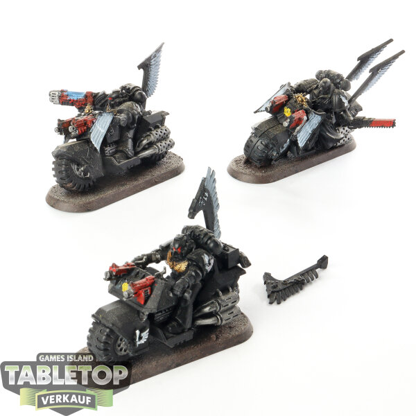 Dark Angels - 3 x Ravenwing Bike Squadron - bemalt