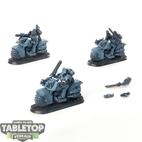 Space Wolves - 3 x Space Marine Bike Squad - teilweise bemalt