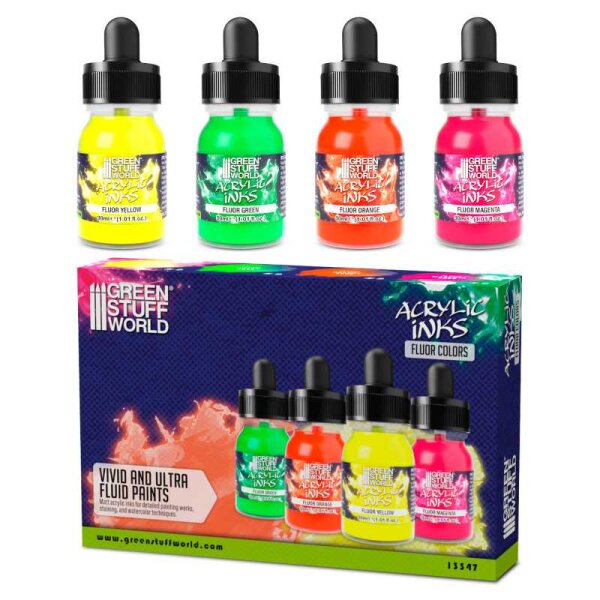 Green Stuff World - Acrylic Inks Set - Fluor (x4)