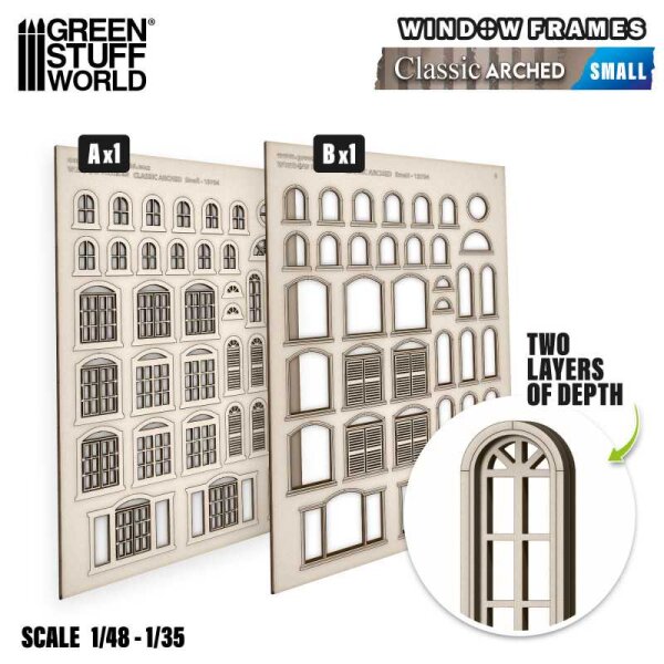 Green Stuff World - Arched Classic Miniature Windows - Small