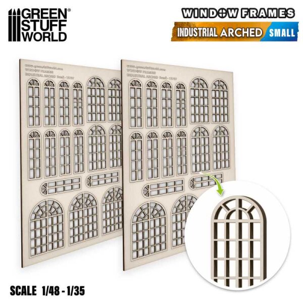 Green Stuff World - Industrial Arched Miniature Windows - Small