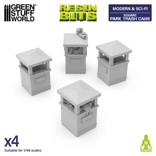 Green Stuff World - Park Trash Cans - Square