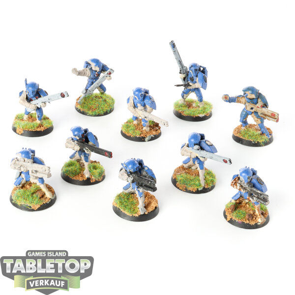 Tau Empire - 10 Fire Warriors Strike Team - teilweise bemalt