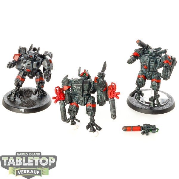 Tau Empire - 3 x XV8 Crisis Battlesuit Team - bemalt