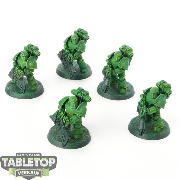 Horus Heresy - 5x MKIII Tactical Squad klassisch with Telerac pattern Volkite Culverins - teilweise bemalt