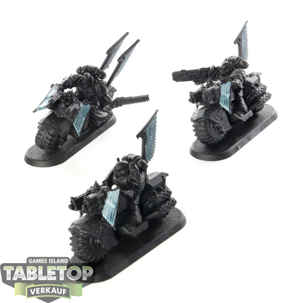 Dark Angels - 3x Ravenwing Bike Squadron - teilweise bemalt