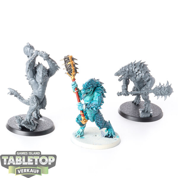 Seraphon - 3 Kroxigors - teilweise bemalt