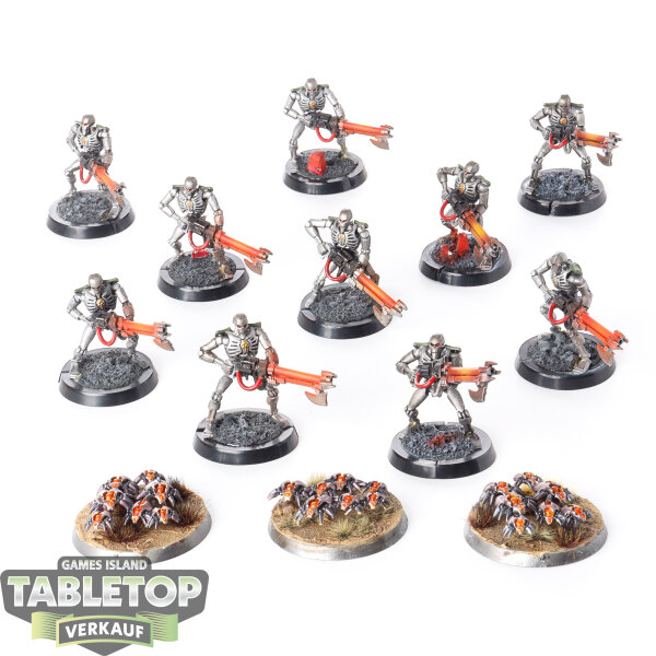 Necrons - 10 Necron Warriors 3 Scarab Swarms - bemalt