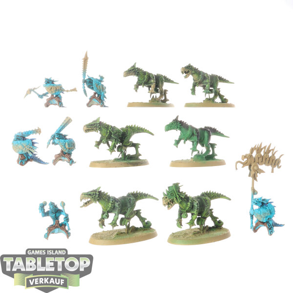 Lizardmen - 6 x Saurus Cavalry - teilweise bemalt