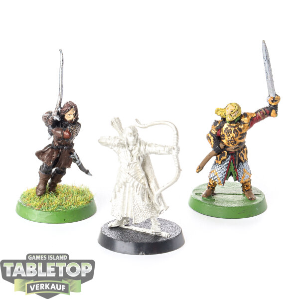 HdR Figuren - Gut - 3x Heroes Of Helms Deep: Aragorn, Théoden & Armoured Haldir - teilweise bemalt