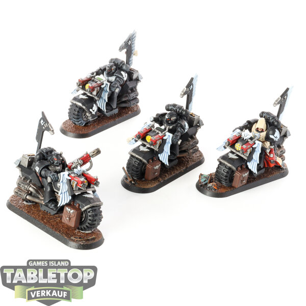 Dark Angels - 4 x Ravenwing Bike Squadron - bemalt