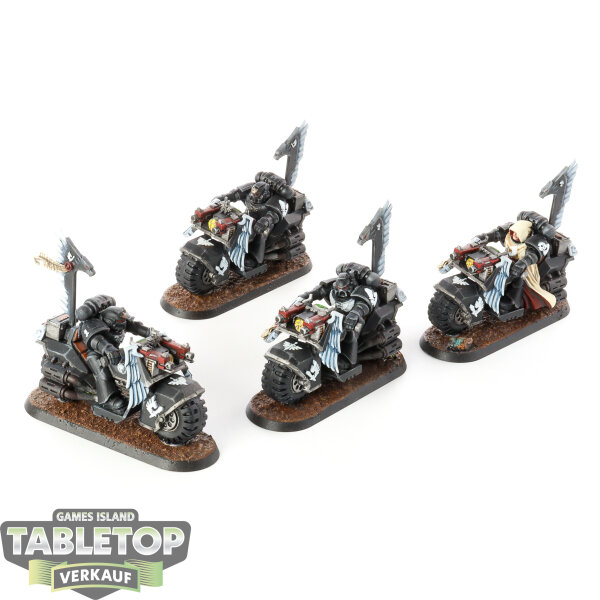 Dark Angels - 4 x Ravenwing Bike Squadron - bemalt