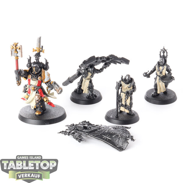 Black Templars - Chaplain Grimaldus & Retinue - teilweise bemalt