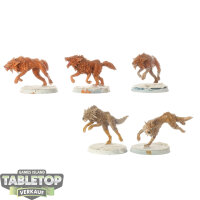 Space Wolves - 5 x Fenrisian Wolves - teilweise bemalt