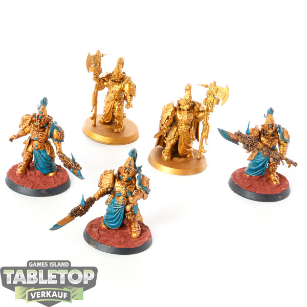 Adeptus Custodes - 5 x Custodian Wardens - teilweise bemalt