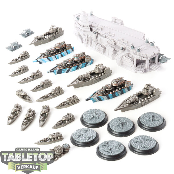 Dystopian Wars - 19x Ice Maiden Battlefleet Set - teilweise bemalt