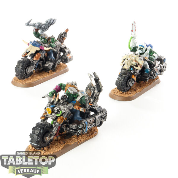 Orks - 3x Ork Warbiker Mob - bemalt
