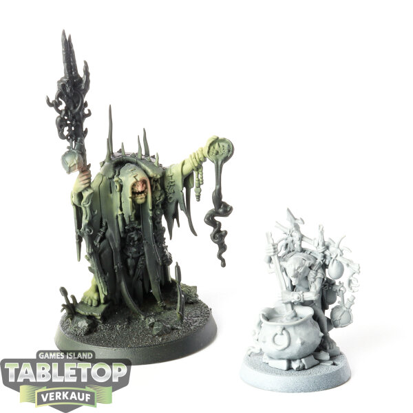 Orruk Warclans - Swampcalla Shaman with Pot-grot - teilweise bemalt