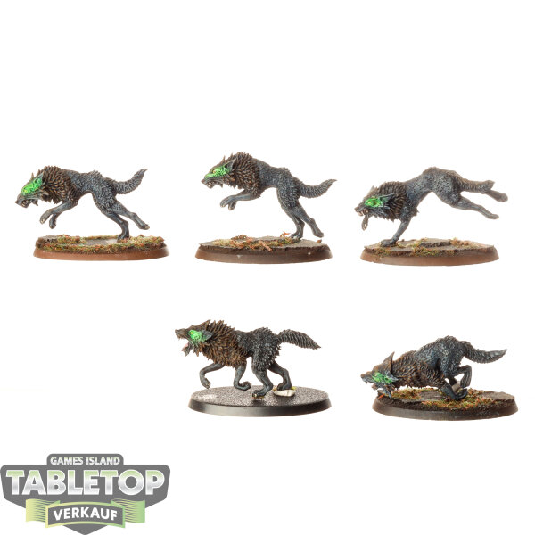 Space Wolves - 5 x Fenrisian Wolves - bemalt