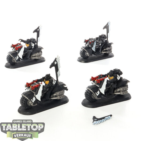 Dark Angels - 4x Ravenwing Bike Squadron - teilweise bemalt
