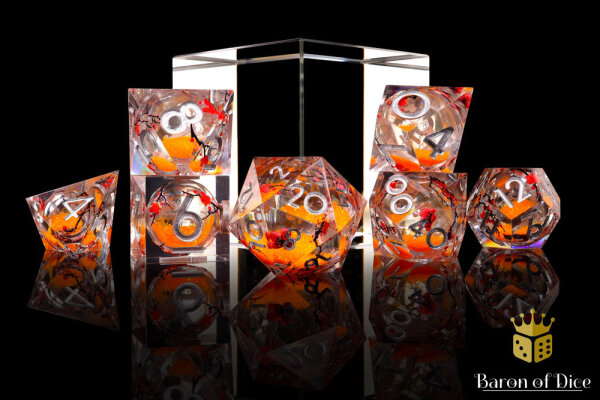 Baron of Dice - Autumn Cherry Blossom Liquid Core RPG Dice Set (7 Pieces)