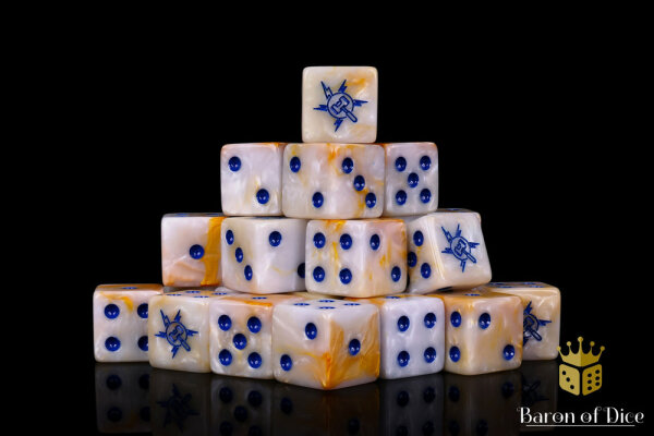 Baron of Dice - Lightning Strikes Twice: Gold Veins 16mm Square Corner Dice (25)