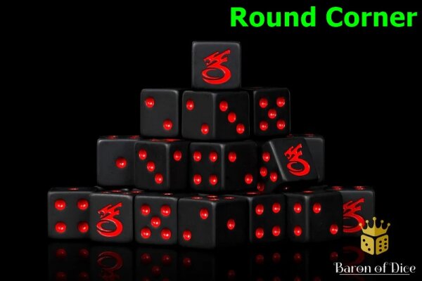 Baron of Dice - Space Corsairs - Matte Black 16mm Round Corner Dice (25)