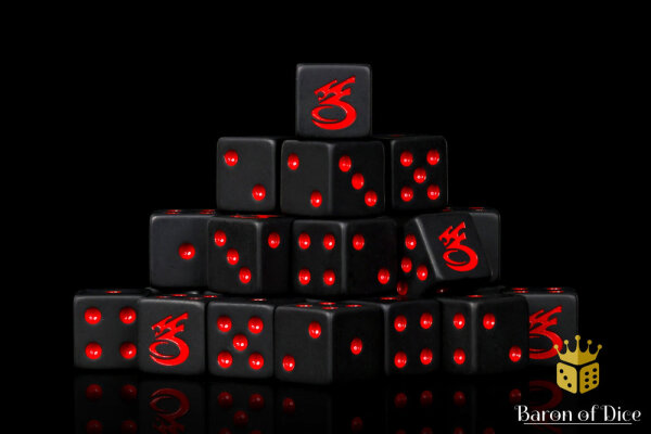 Baron of Dice - Space Corsairs - Matte Black 16mm Square Corner Dice (25)