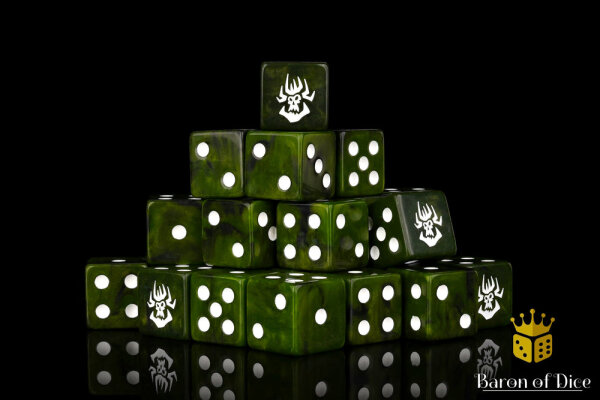 Baron of Dice - Swamp Orcs 16mm Square Corner Dice (25)