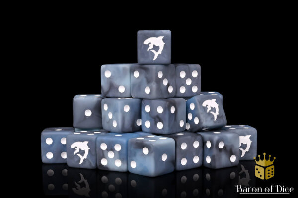 Baron of Dice - Carcharodon "Great White Shark" - Void Grey 16mm Square Corner Dice (25)