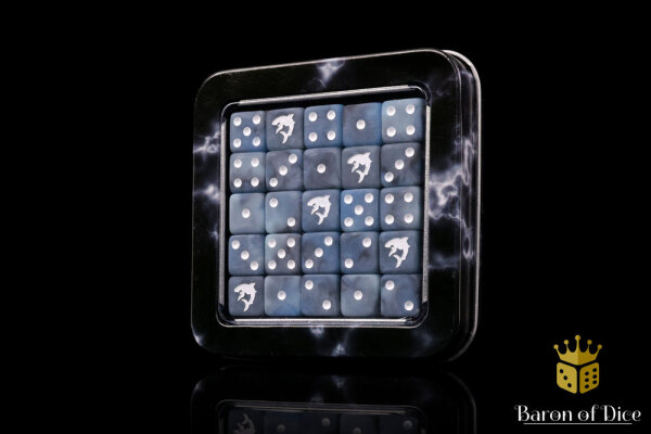 Baron of Dice - Carcharodon "Great White Shark" - Void Grey 12mm MINI Square Corner Dice (25)