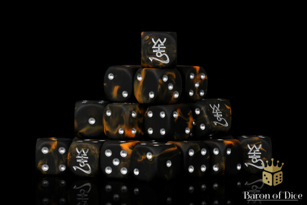 Baron of Dice - Dark Ones Lava 16mm Round Corner Dice (25)