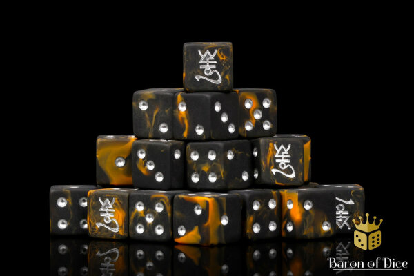 Baron of Dice - Dark Ones Lava 16mm Square Corner Dice (25)