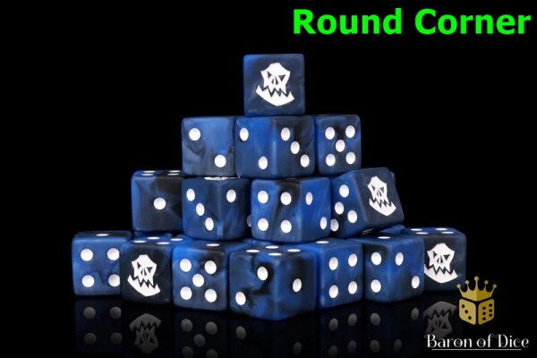Baron of Dice - Lucky Blue Orc 16mm Round Corner Dice (25)