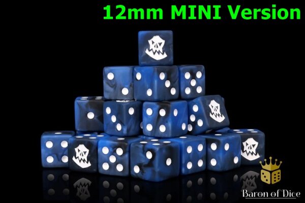 Baron of Dice - Lucky Blue Orc 12mm MINI Square Corner Dice (25)