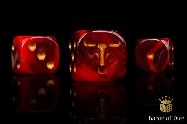 Baron of Dice - Minotaur Red 16mm Round Corner Dice (25)