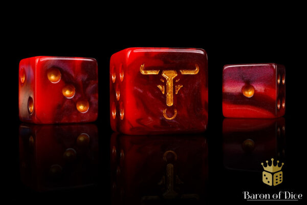 Baron of Dice - Minotaur Red 16mm Square Corner Dice (25)