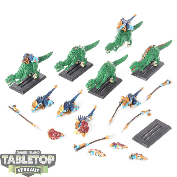 Lizardmen - 5 x Saurus Cavalry Cold Ones (Classic) - bemalt