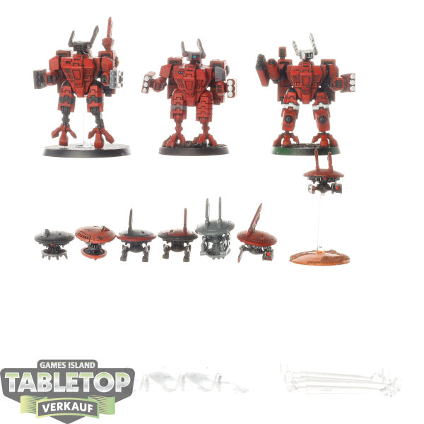 Tau Empire - 3 x XV8 Crisis Battlesuit Team klassisch - teilweise bemalt