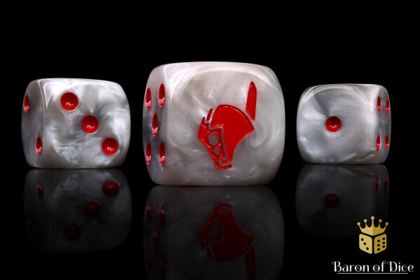 Baron of Dice - Robot Helm  - White 16mm Round Corner Dice (25)