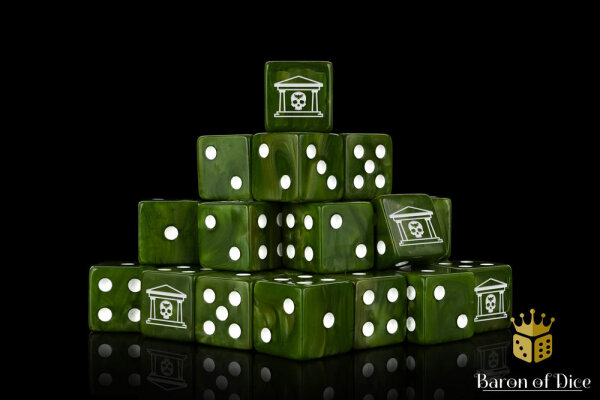 Baron of Dice - Military Gate, Green 16mm Square Corner Dice (25)